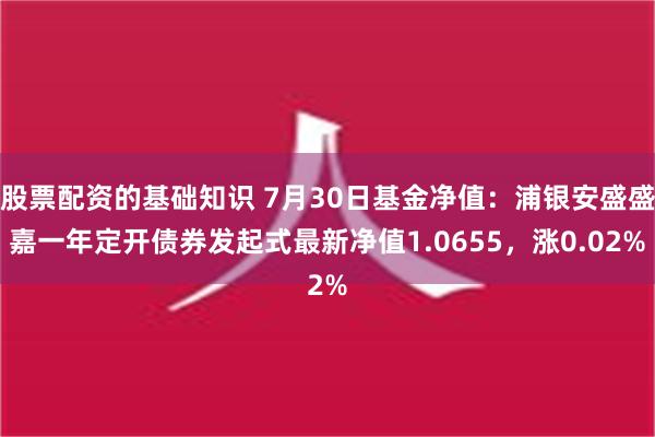 股票配资的基础知识 7月30日基金净值：浦银安盛盛嘉一年定开债券发起式最新净值1.0655，涨0.02%