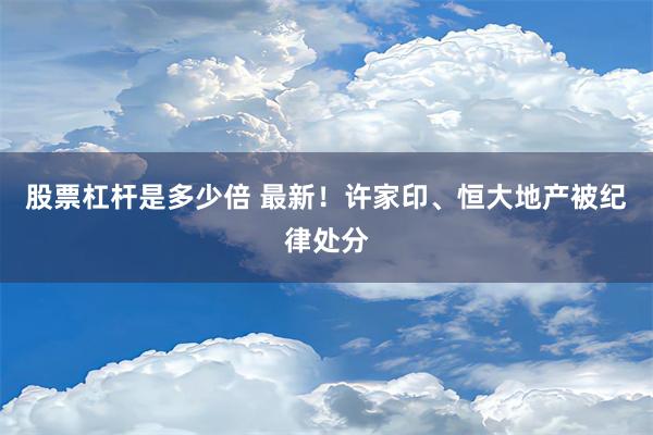 股票杠杆是多少倍 最新！许家印、恒大地产被纪律处分