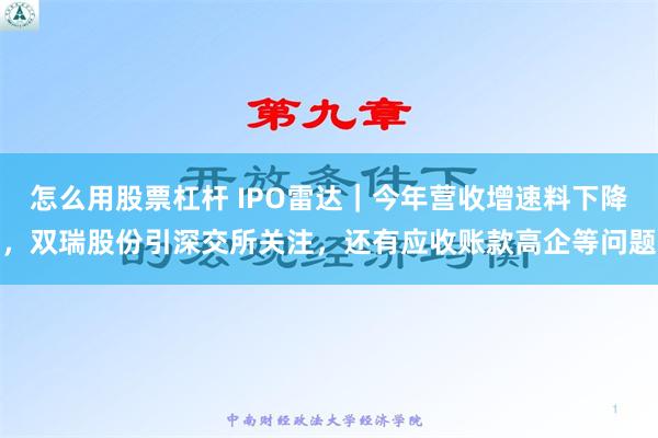 怎么用股票杠杆 IPO雷达｜今年营收增速料下降，双瑞股份引深交所关注，还有应收账款高企等问题